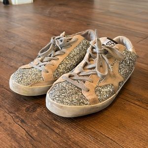 Golden Goose Superstar Suede Glitter Low Top Sneakers